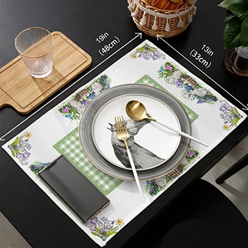 Findamy Paskalya Placemats 6 Set ve Masa Koşucu için yemek masası, su geçirmez Pamuk Keten Tablemats Dekoratif için Mutfak