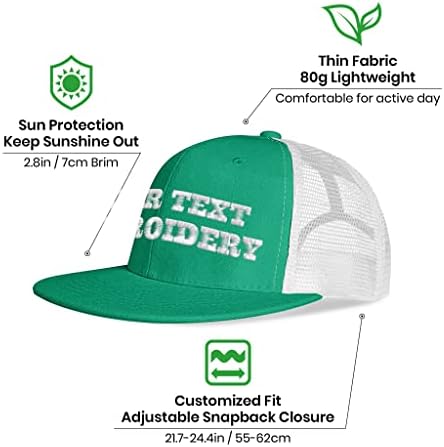 Özel Snapback Şapka / Kap Arka ve Ön İşlemeli Kişiselleştirilmiş Metin Ayarlanabilir Düz Kenarlı Fatura Şapka