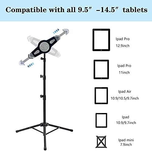 Tırmık Katlanabilir Kat iPad Tablet Tripod Standı Yüksekliği Ayarlanabilir 25 ila 60 İnç Tablet tripod bağlama aparatı iPad
