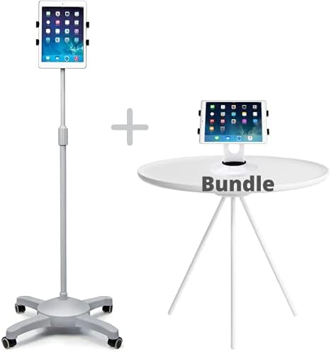 Tablet Standı Tutucu ile Tekerlekler + Masa Üstü Tutucu için İpad-Ekstra Uzun Boylu-Ağır Çok Açılı Ayarlanabilir-Okul için,