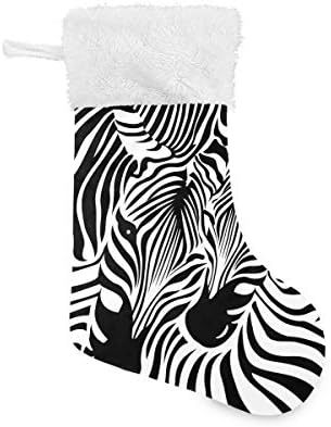 YUEND Büyük Klasik Kişiselleştirilmiş Beyaz Peluş Trim ile Aile Tatil Noel Partisi Süslemeleri için Zebra Siyah Beyaz Hayvan
