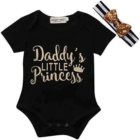 Babanın Küçük Prenses Bebek Kız Giysileri Bebek Kısa Kollu Baskılı Romper Bodysuit Onsies + Kafa Bandı