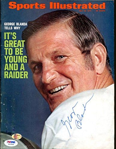 George Blanda İmzalı Sports Illustrated Raiders İmzalı PSA / DNA İmzalı NFL Dergileri