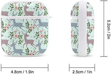 NİNANMY Geyik Çiçekler Bahçe Dikişsiz Desen Airpod Kılıf Kadınlar ve Erkekler için Apple Airpods ile Uyumlu 2/1 Sert Kulaklık