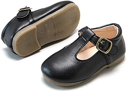 BEBARFER kızın Mary Jane T-kayışı okul üniforma elbise ayakkabı kaymaz Oxford düz elbise ayakkabı