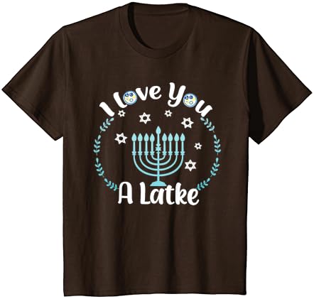 Hanuka Hediye Yürümeye başlayan çocuk erkek Kız çocuklar Chanukkah Seni Seviyorum Latke T-Shirt