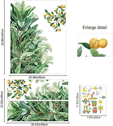 Bitkiler BananaLeaves Duvar Çıkartması, Çıkarılabilir Palmiye Ağacı Yaprak Duvar Sticker Duvar Kağıdı Dekor, DIY Sanat Duvar